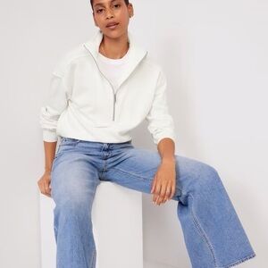 Old Navy Oversized Half-Zip Pullover Tunic in White Sea Salt XL Extra Large